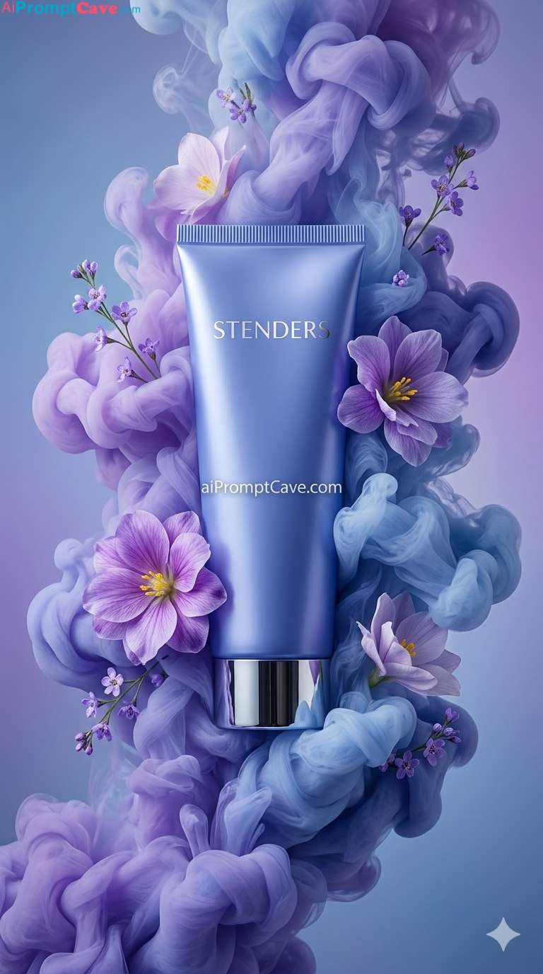 Luxury Blue-Violet Cosmetic Ad - Free Ai Image PromptqqqqLuxury Blue-Violet Cosmetic Ad - Free Ai Image Prompt