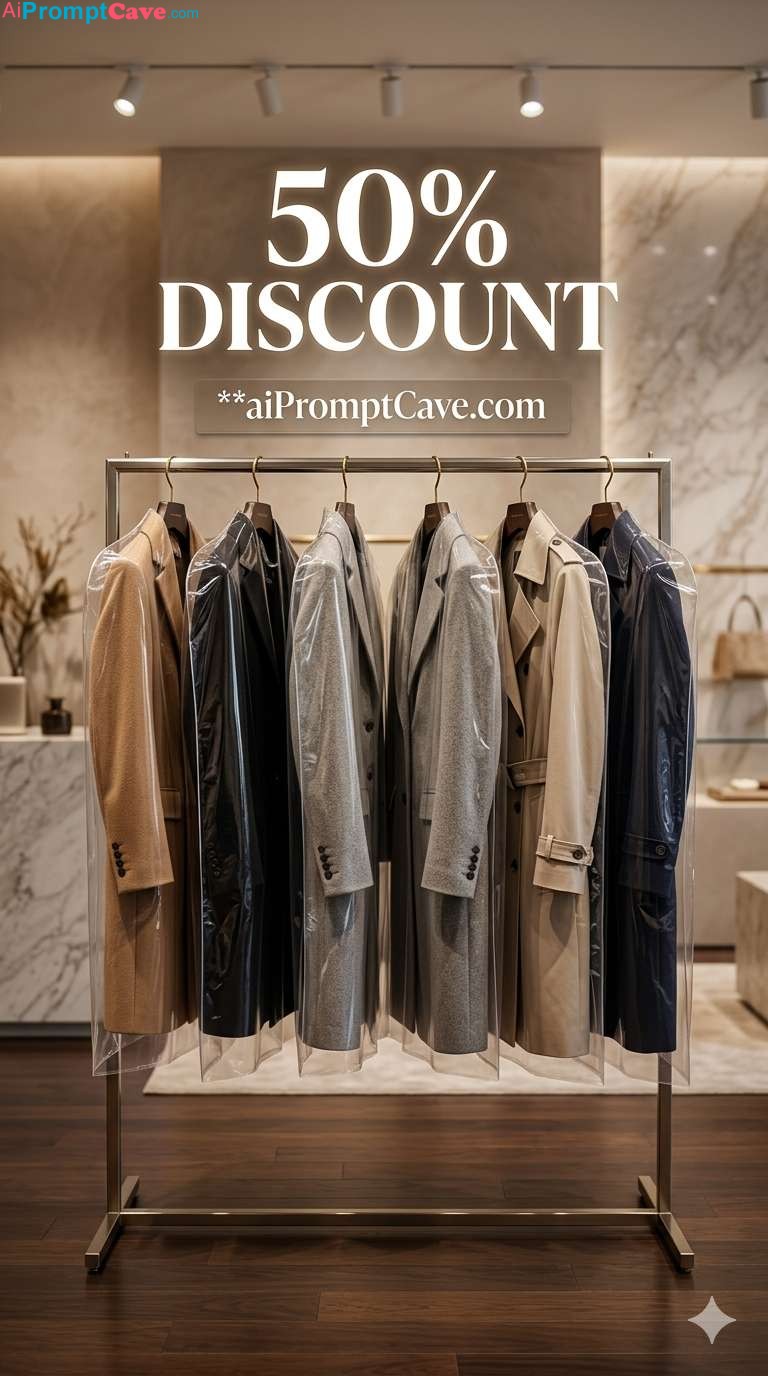 Luxury Boutique Winter Sale 50 Percent Discount Fashion Display Poster - Free Ai Image Prompt