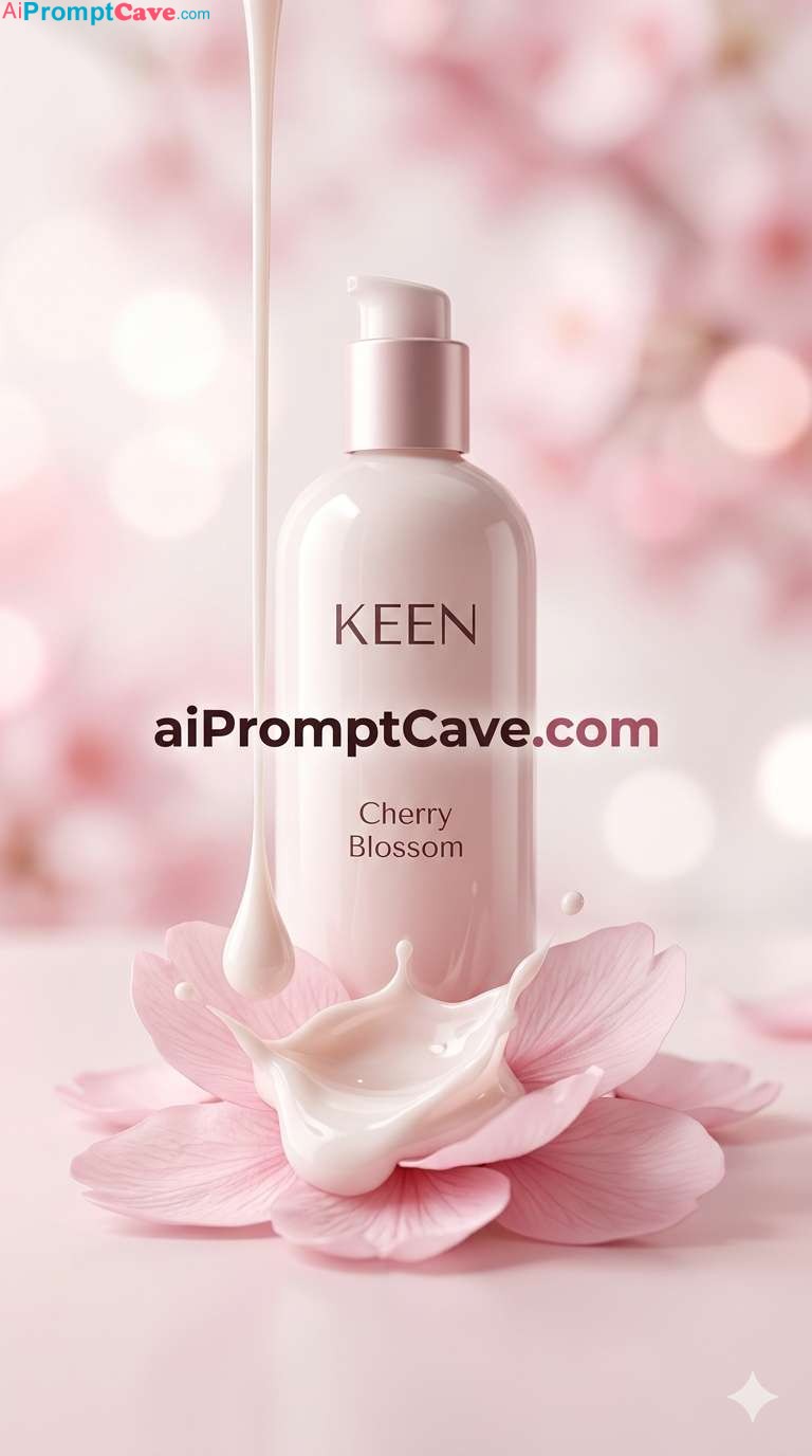Luxury Cherry Blossom Lotion Commercial Prompt - Free Ai Image Prompt