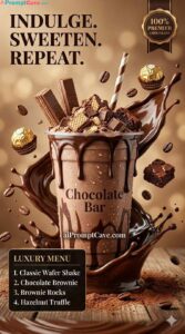 Luxury Chocolate Milkshake Poster Prompt for Premium Café Ads - Free Ai Image Prompt Luxury Chocolate Milkshake Poster Prompt for Premium Café Ads - Free Ai Image Prompt