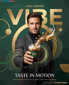 Luxury Geometric Beverage Advertising Prompt for Male Models - Free Ai Image Prompt