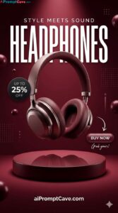 Luxury Headphones Product Poster Prompt - Free Ai Image Prompt Luxury Headphones Product Poster Prompt - Free Ai Image Prompt
