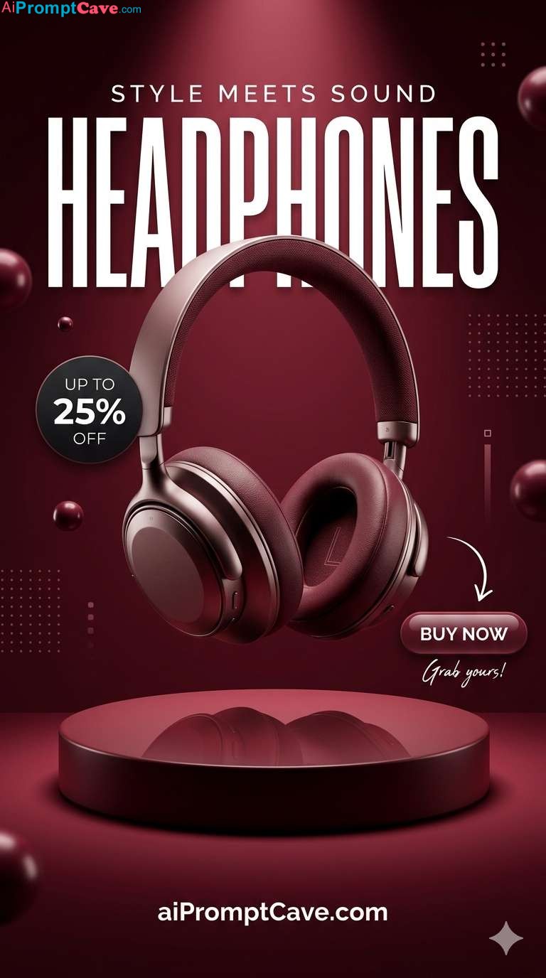 Luxury Headphones Product Poster Prompt - Free Ai Image Prompt