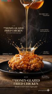 Luxury Honey Glazed Fried Chicken Splash Shot - Free Ai Image Prompt