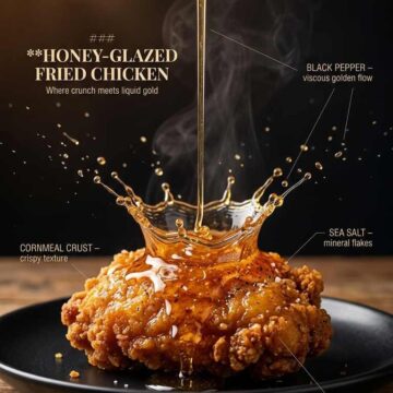 Luxury Honey Glazed Fried Chicken Splash Shot - Free Ai Image Prompt