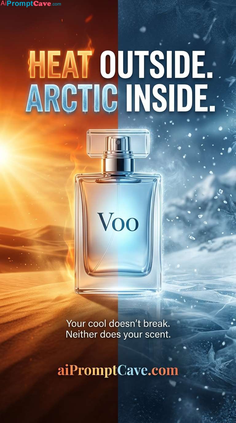 Luxury Perfume Heat vs Arctic Advertisement Prompt - Free Ai Image Prompt