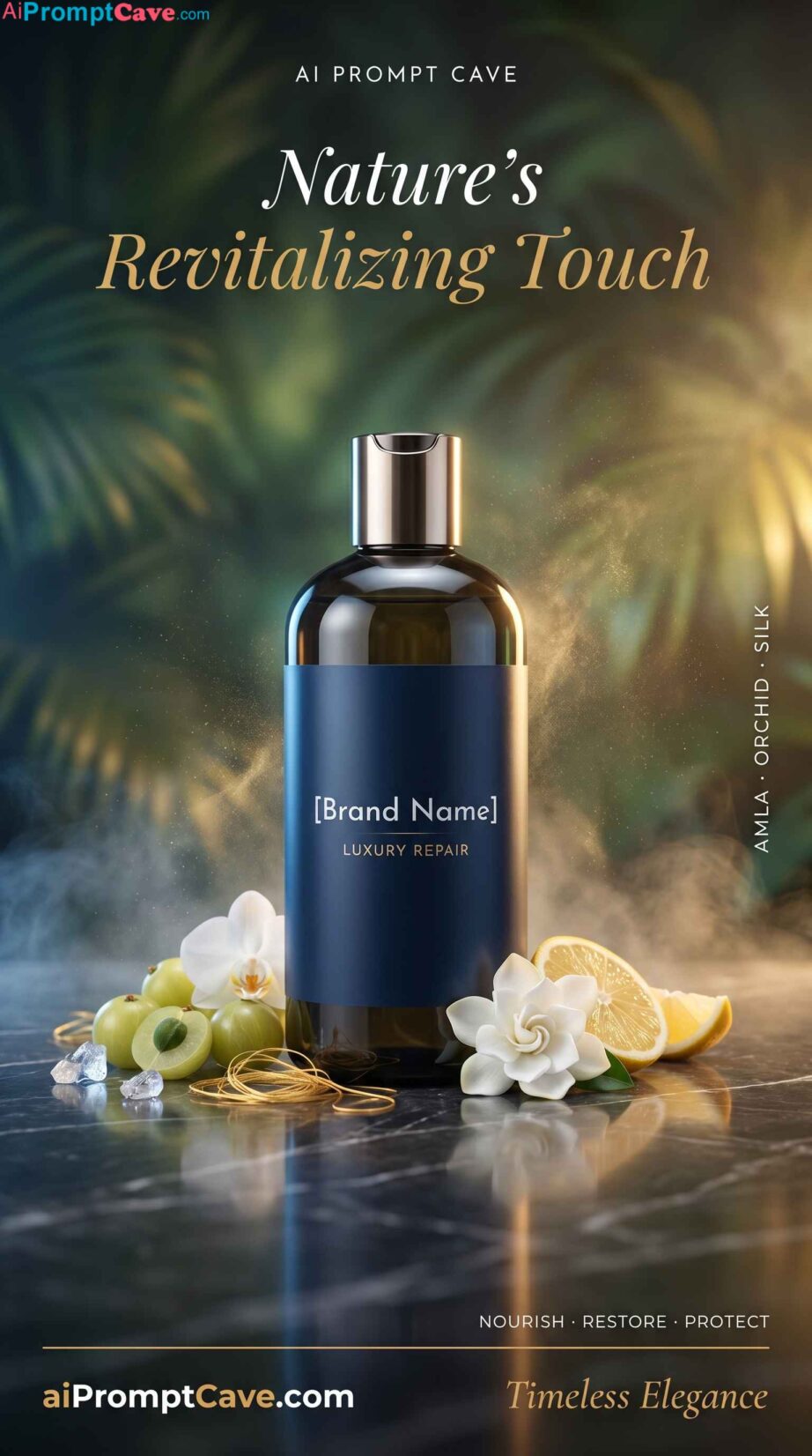 Luxury Shampoo Product Poster with Natural Elements - Free Ai Image Prompt