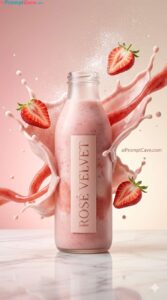 Luxury Strawberry Milk Shake Splash - Free Ai Image Prompt