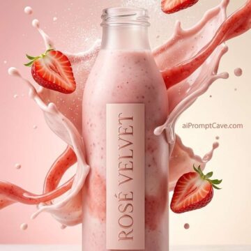 Luxury Strawberry Milk Shake Splash - Free Ai Image Prompt