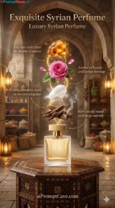 Luxury Syrian Perfume Heritage Advertising Prompt - Free Ai Image Prompt