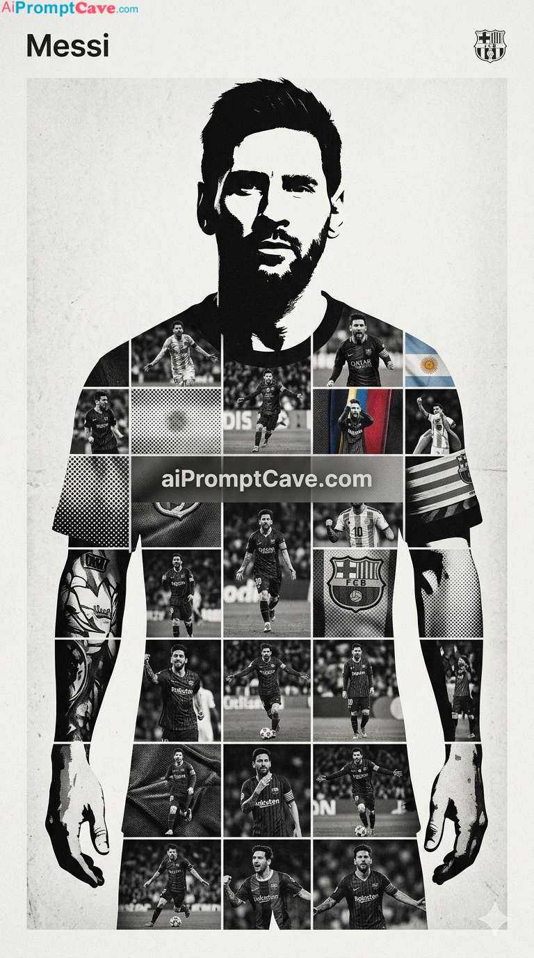 Messi Dual Exposure Sports Poster - Free Ai Image Prompt