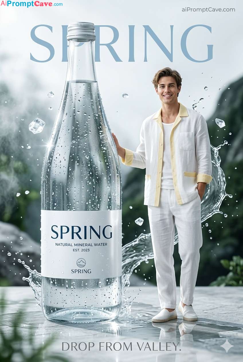 Mineral Water Advertisement Poster Prompt - Free Ai Image Prompt