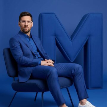 Minimalist Messi Fashion Editorial in Cobalt Blue Studio - Free Ai Image Prompt