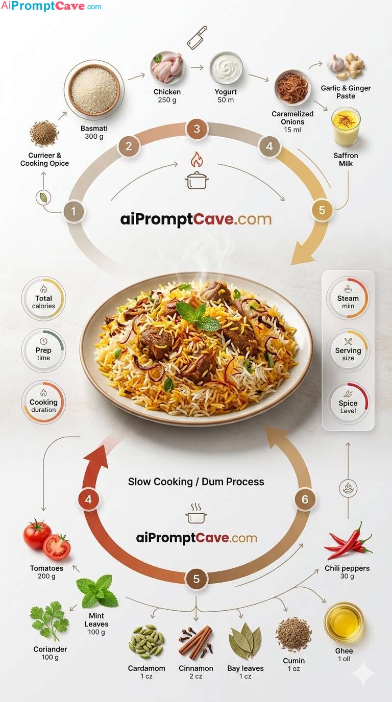 Modern Biryani Culinary Infographic Prompt - Free Ai Image Prompt
