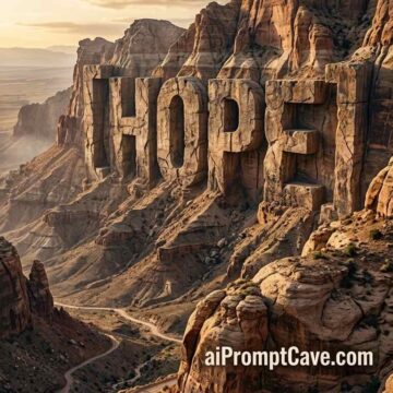 Monumental Hope Scene Environmental Typography Prompt - Free Ai Image Prompt