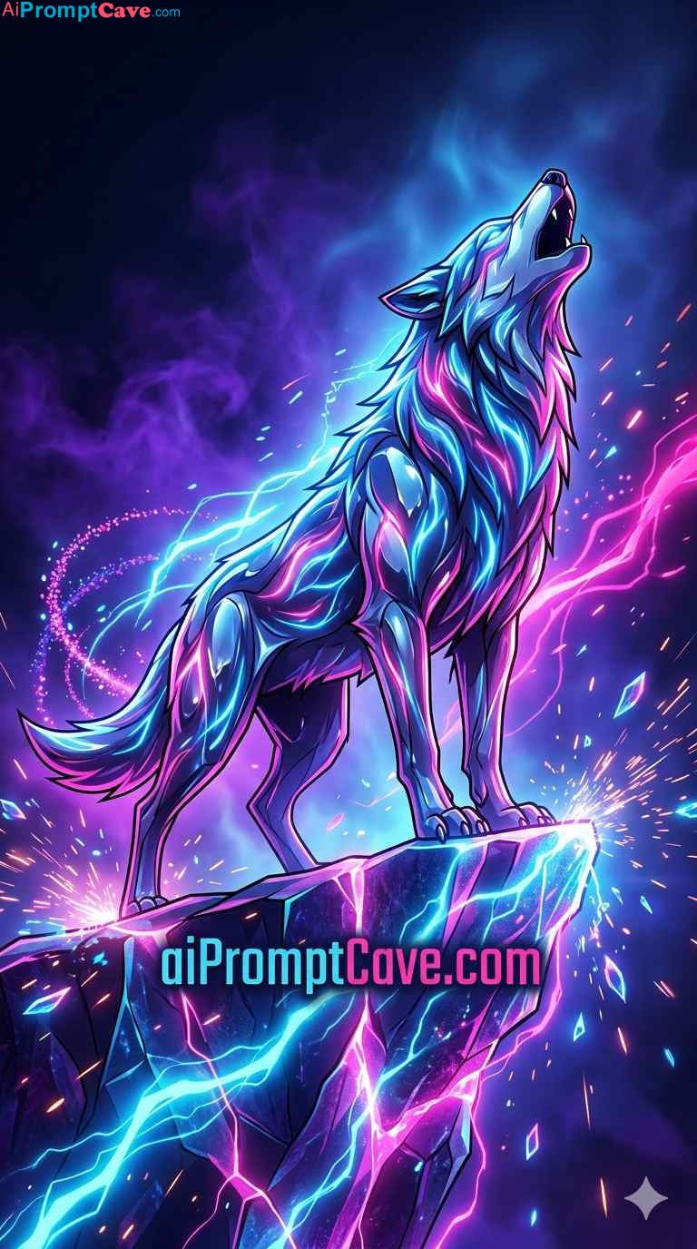Neon Cyber Wolf CGI Prompt - Free Ai Image Prompt