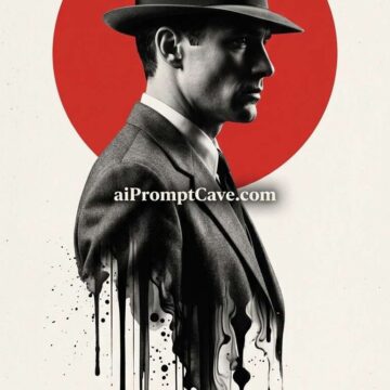 Noir Surrealist Melting Portrait Poster - Free Ai Image Prompt