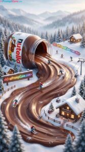 Nutella Chocolate Ski Resort Miniature World Cinematic Food Landscape - Free Ai Image Prompt