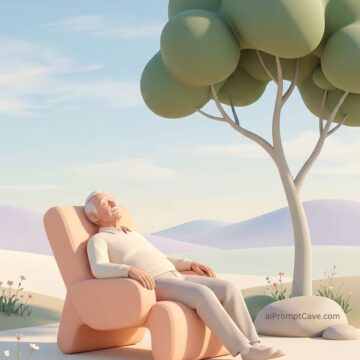 Peaceful Retirement Minimal 3D Art Prompt - Free Ai Image Prompt