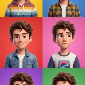 Pixar-Style Character Grid with Expressions - Free Ai Image Prompt
