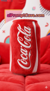 Plush Coca-Cola Can Pop Art Memphis Style Product Shot - Free Ai Image Prompt
