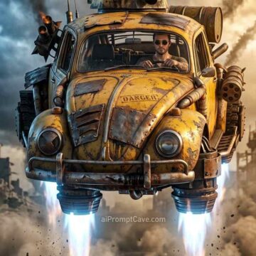 Post-Apocalyptic Hover Beetle War Machine - Free Ai Image Prompt