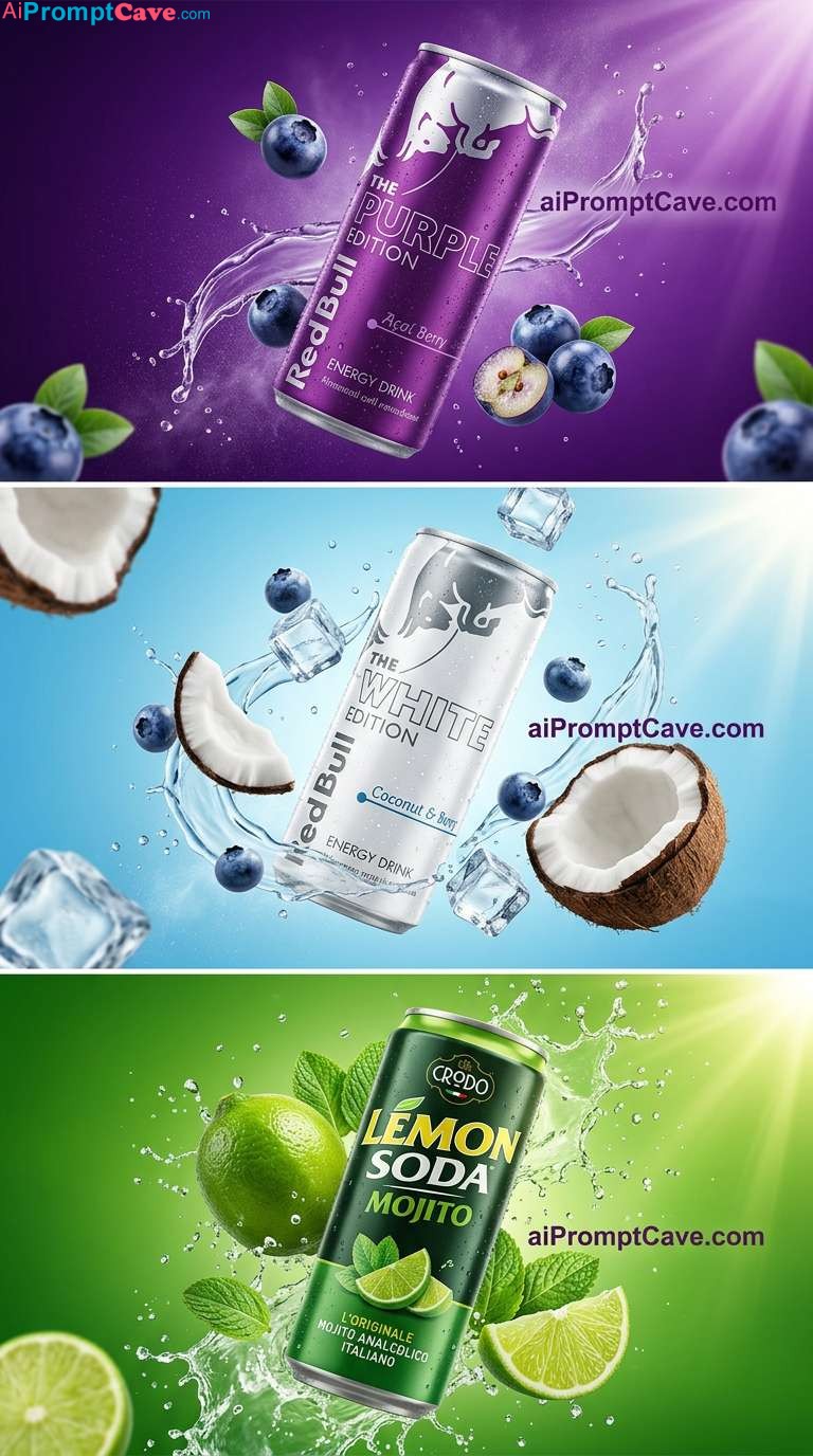 Premium Energy Drink Splash Prompt - Free Ai Image Prompt