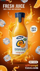 Premium Juice Bottle Advertising Poster - Free Ai Image Prompt