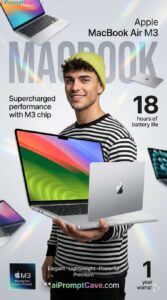 Premium MacBook Air M3 E-Commerce Advertising Poster Prompt - Free Ai Image Prompt