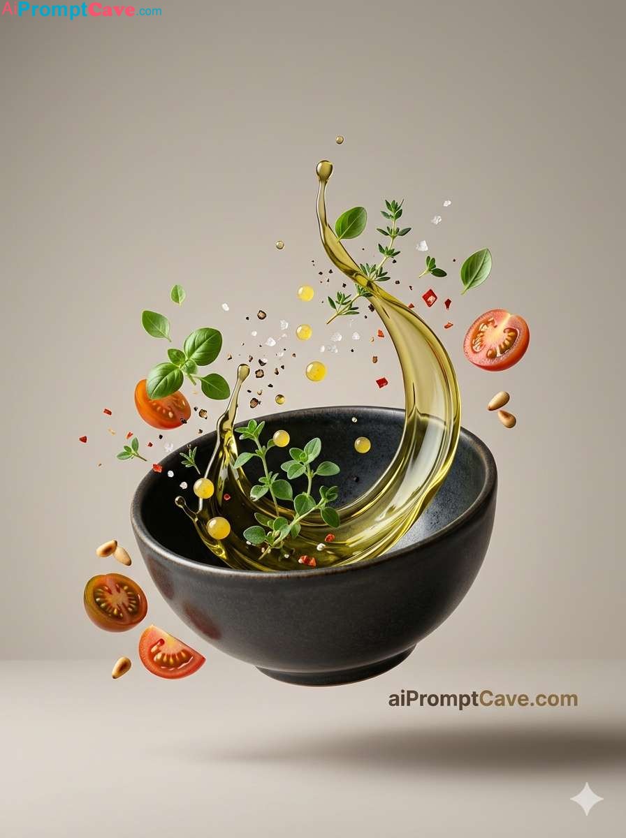 Premium Suspended Frozen Food Ingredients - Free Ai Image Prompt