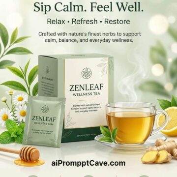 Premium Wellness Tea Advertising Poster - Free Ai Image Prompt