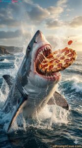 Shark Eats Pizza Prompt - Free Ai Image Prompt