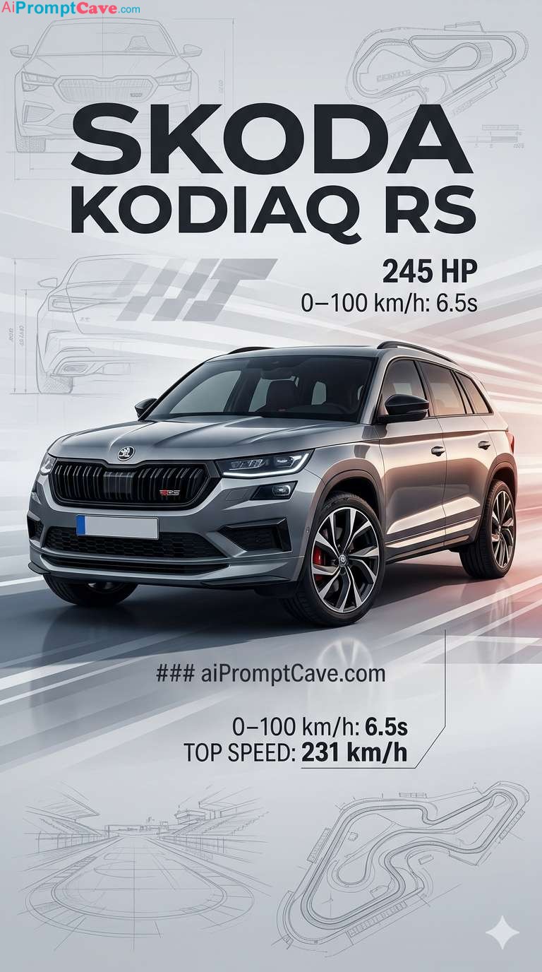 Skoda Kodiaq RS Premium Automotive Poster Design - Free Ai Image Prompt