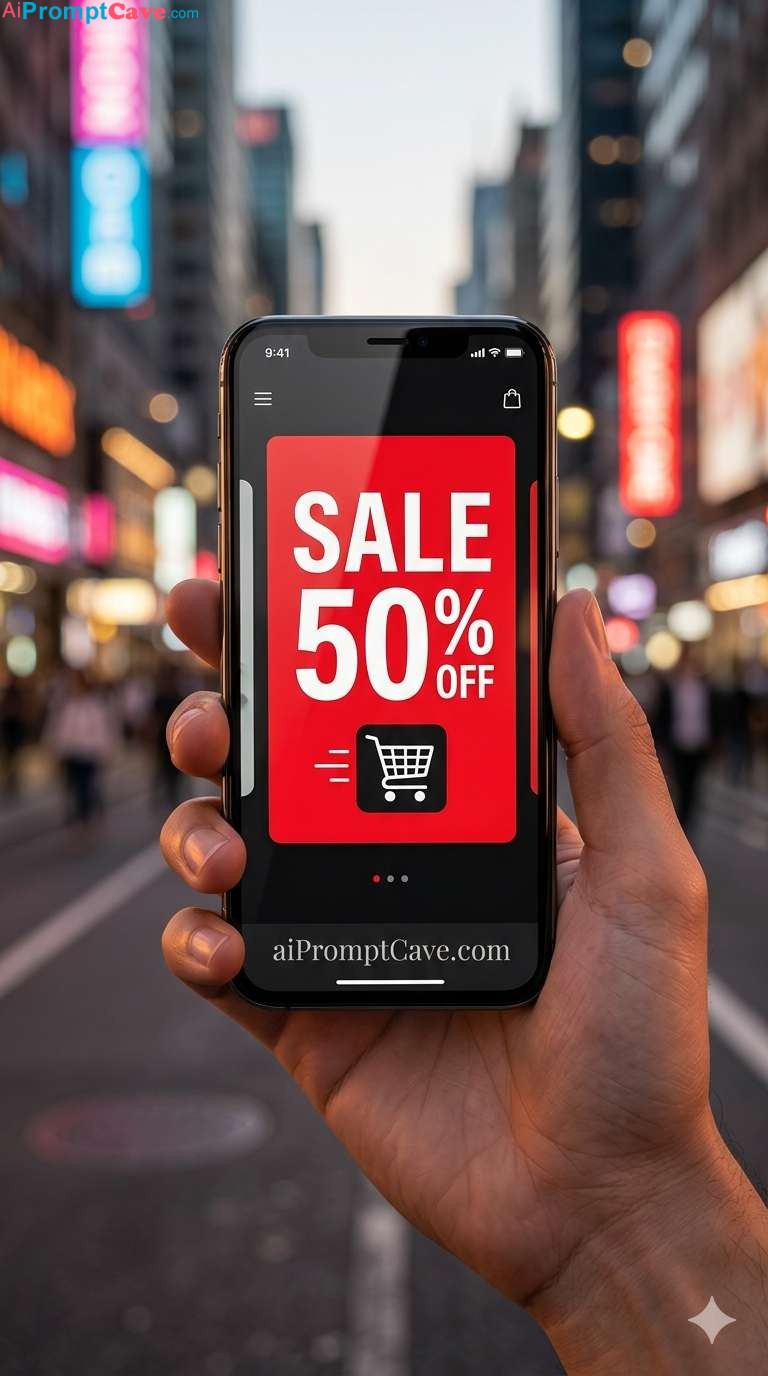 Smartphone Sale Advertisement Mockup Prompt - Free Ai Image Prompt