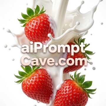Strawberries and Milk Splash Cinematic Macro Food Photography - Free Ai Image Prompt