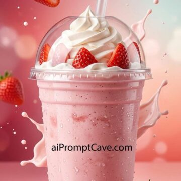 Strawberry Milkshake Hero Advertising Prompt - Free Ai Image Prompt