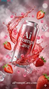 Strawberry Soda Drink Commercial Prompt - Free Ai Image Prompt