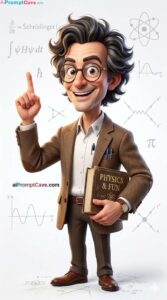 Stylized 3D Cartoon Physicist Character Prompt - Free Ai Image Prompt