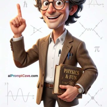 Stylized 3D Cartoon Physicist Character Prompt - Free Ai Image Prompt