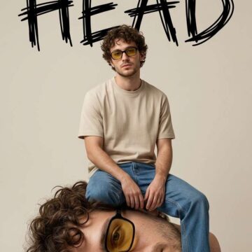 Surreal Man Sitting On His Giant Head Prompt