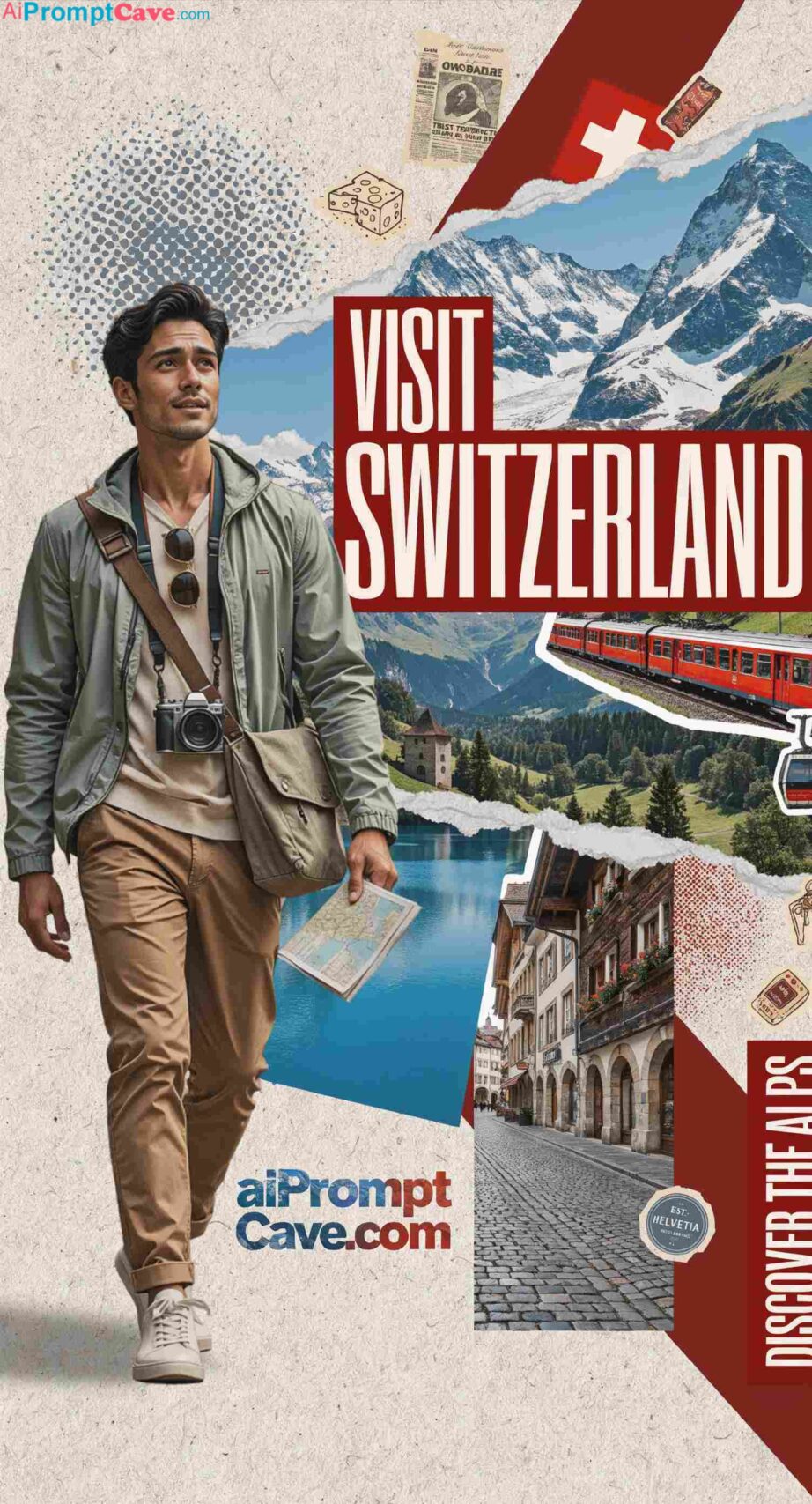 Switzerland Travel Poster Tourist Style - Free Ai Image Prompt