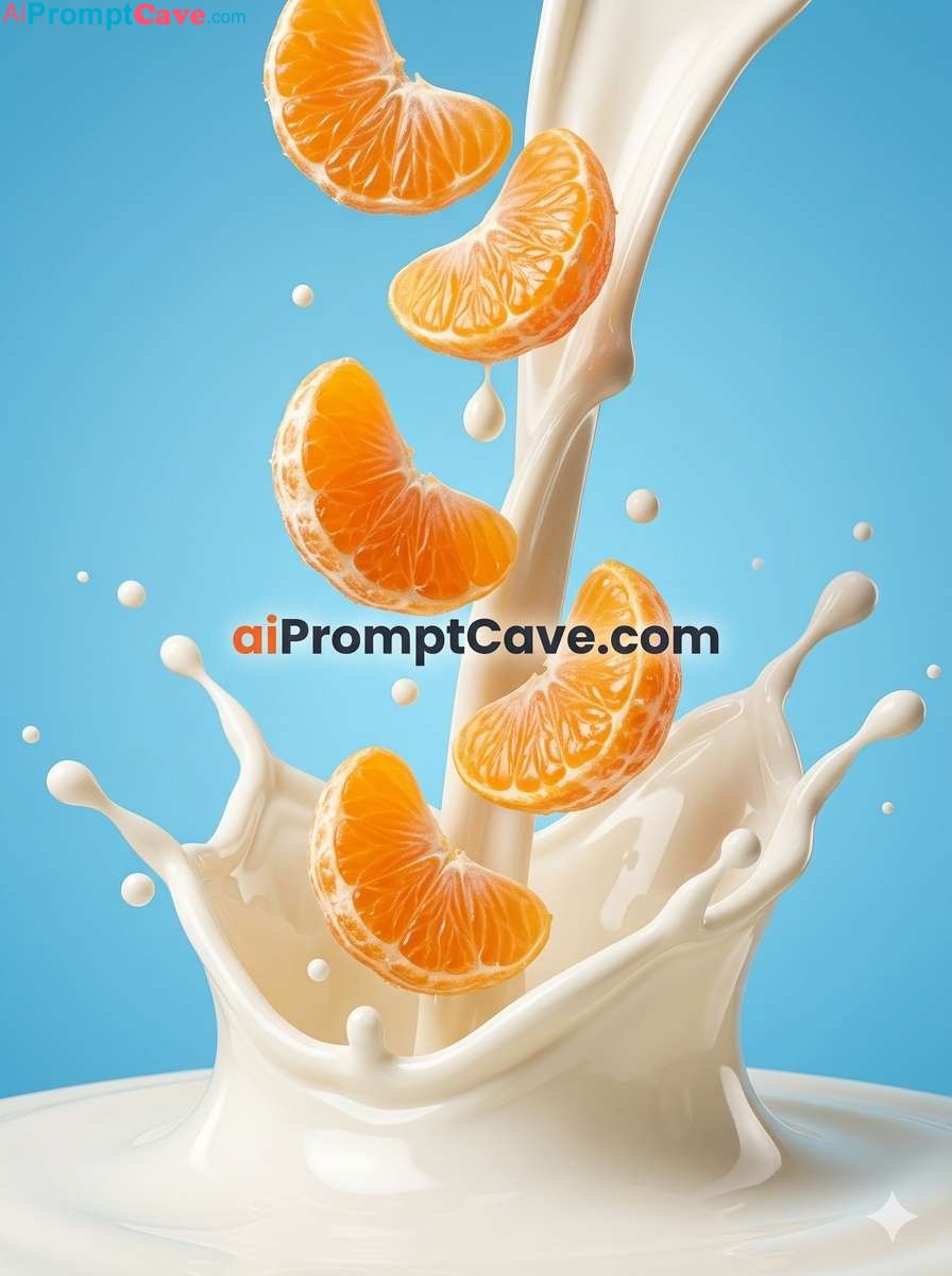 Tangerine Cream Splash Advertising Prompt - Free Ai Image Prompt