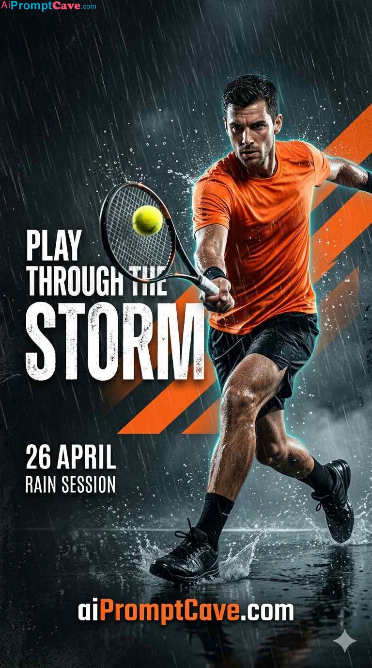 Tennis Storm Sports Poster Prompt - Free Ai Image Prompt