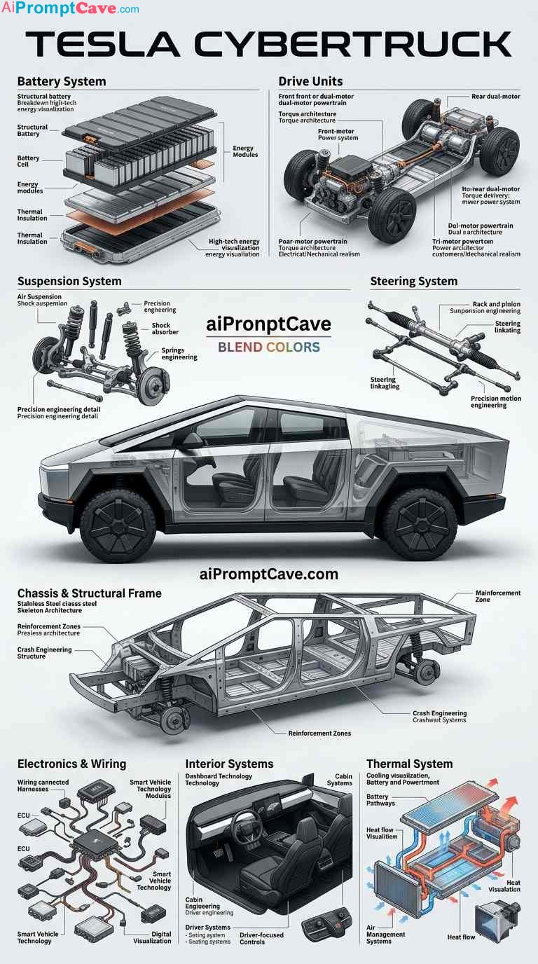 Tesla Technical Infographic Poster Prompt - Free Ai Image Prompt