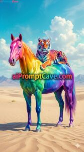 Tiger Riding Rainbow Horse Prompt - Free Ai Image Prompt
