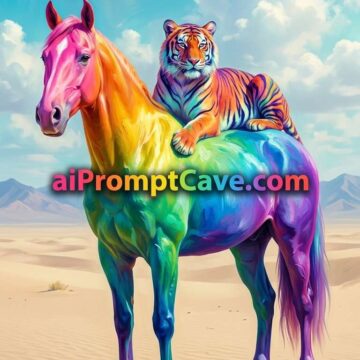 Tiger Riding Rainbow Horse Prompt - Free Ai Image Prompt