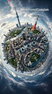 Tiny Planet Panorama of Tokyo - Free Ai Image Prompt