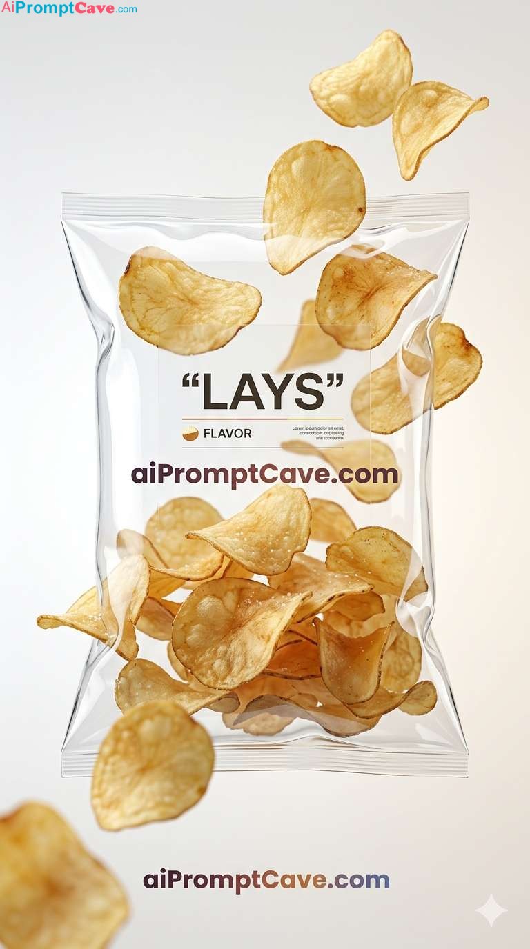 Transparent Chips Layers Floating Snack Ad Concept - Free Ai Image Prompt
