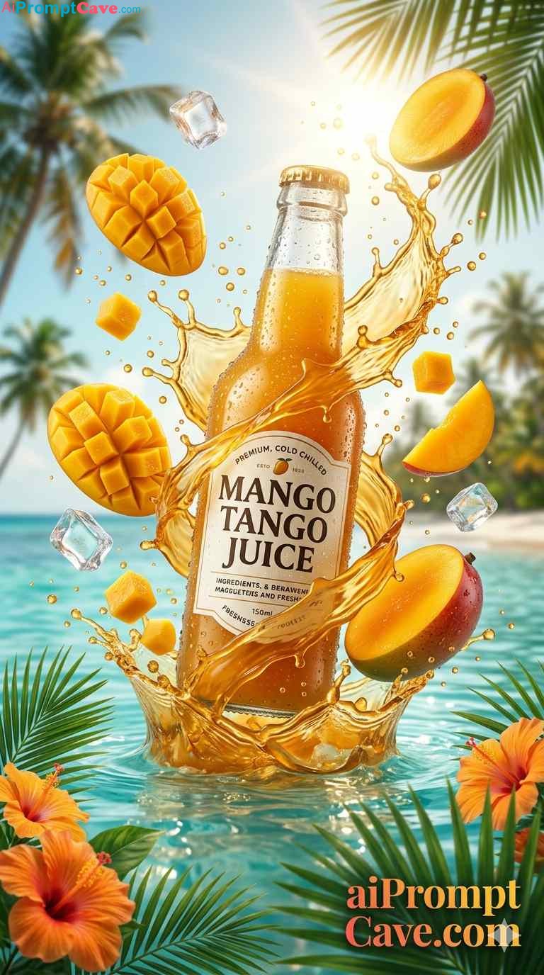 Tropical Mango Juice Explosion Prompt - Free Ai Image Prompt