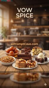 VOW SPICE Dessert Café Poster Indian Sweets & Modern Treats Luxury Design - Free Ai Image Prompt